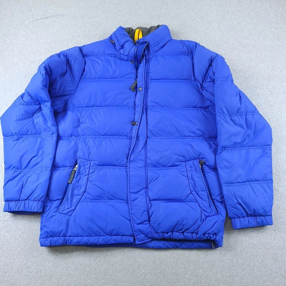 Lands End Mens Medium Blue Down Puffer Quilted Winter Jacket 418181 No Hood